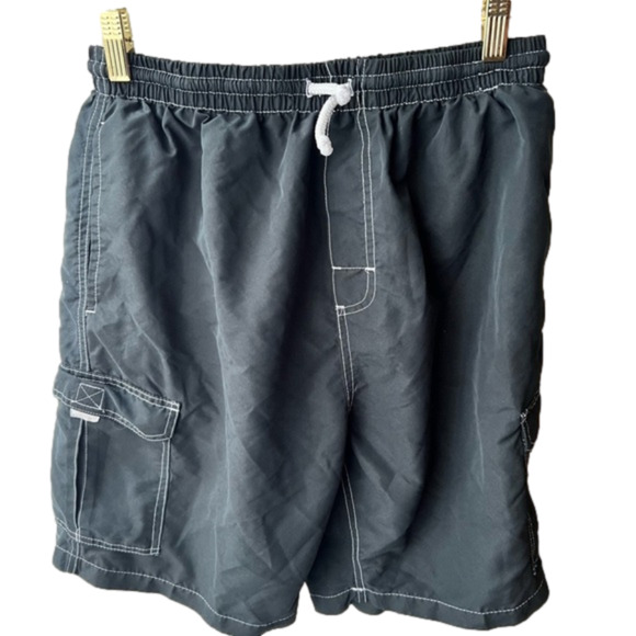 Surf Ave Men's Classic Five Pockets,Long Swim Trunks Bathing Suit Sz Small Black - Picture 1 of 5